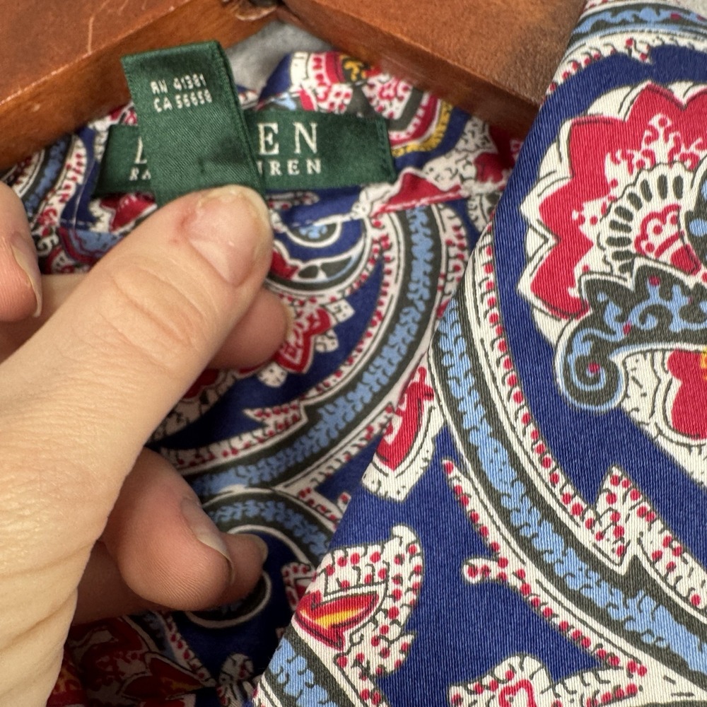 Lauren Ralph Lauren LRL Womens 1XL Colorful Paisley Cotton Button Up Shirt Top - Picture 7 of 16